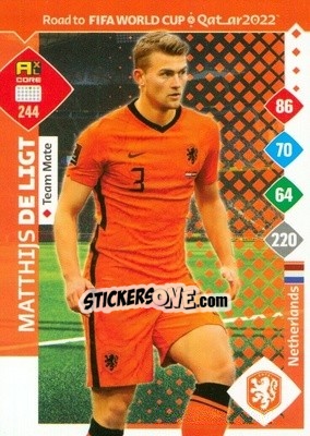 Sticker Matthijs de Ligt - Road to FIFA World Cup Qatar 2022. Adrenalyn XL n. 244 - Panini