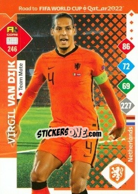 Sticker Virgil van Dijk - Road to FIFA World Cup Qatar 2022. Adrenalyn XL n. 246 - Panini