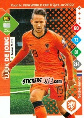 Sticker Luuk de Jong - Road to FIFA World Cup Qatar 2022. Adrenalyn XL n. 251 - Panini