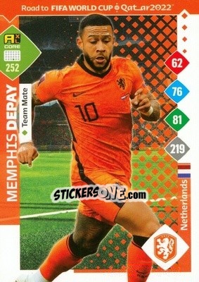 Sticker Memphis Depay - Road to FIFA World Cup Qatar 2022. Adrenalyn XL n. 252 - Panini
