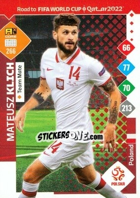 Sticker Mateusz Klich - Road to FIFA World Cup Qatar 2022. Adrenalyn XL n. 266 - Panini