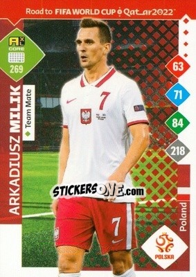 Sticker Arkadiusz Milik - Road to FIFA World Cup Qatar 2022. Adrenalyn XL n. 269 - Panini