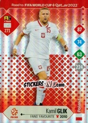 Sticker Kamil Glik - Road to FIFA World Cup Qatar 2022. Adrenalyn XL n. 271 - Panini