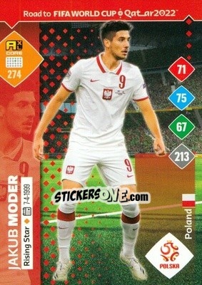 Sticker Jakub Moder - Road to FIFA World Cup Qatar 2022. Adrenalyn XL n. 274 - Panini
