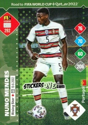 Sticker Nuno Mendes - Road to FIFA World Cup Qatar 2022. Adrenalyn XL n. 292 - Panini