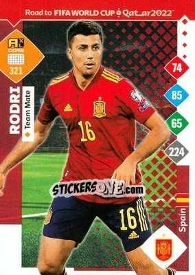 Sticker Rodri - Road to FIFA World Cup Qatar 2022. Adrenalyn XL n. 321 - Panini