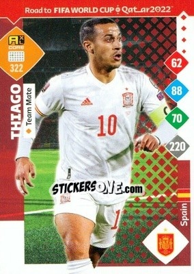 Sticker Thiago Alcántara - Road to FIFA World Cup Qatar 2022. Adrenalyn XL n. 322 - Panini