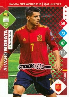Sticker Álvaro Morata - Road to FIFA World Cup Qatar 2022. Adrenalyn XL n. 324 - Panini