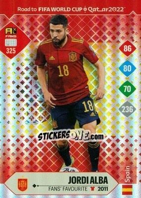 Sticker Jordi Alba - Road to FIFA World Cup Qatar 2022. Adrenalyn XL n. 325 - Panini