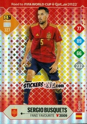 Sticker Sergio Busquets - Road to FIFA World Cup Qatar 2022. Adrenalyn XL n. 327 - Panini