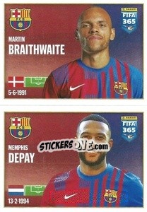 Sticker Martin Braithwaite / Memphis Depay - FIFA 365 2022 - Panini