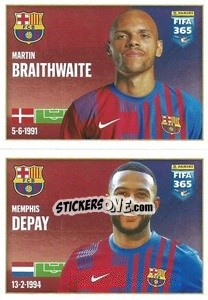 Sticker Martin Braithwaite / Memphis Depay - FIFA 365 2022 n. 118 - Panini