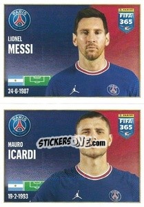 Cromo Lionel Messi / Mauro Icardi - FIFA 365 2022 - Panini