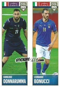 Cromo Gianluigi Donnarumma / Leonardo Bonucci - FIFA 365 2022 - Panini