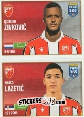 Sticker Richairo Živkovic / Marko Lazetic - FIFA 365 2022 n. B9 - Panini