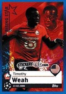 Sticker Timothy Weah - Rising Star - UEFA Champions League 2021-2022 - Topps