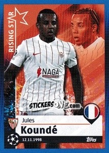 Sticker Jules Koundé - Rising Star - UEFA Champions League 2021-2022 n. 524 - Topps