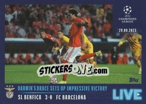 Sticker Darwin's brace sets up impressive victory - UEFA Champions League 2021-2022 - Topps