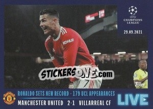 Sticker Ronaldo sets new record — 179 UCL appearances - UEFA Champions League 2021-2022 n. L8 - Topps