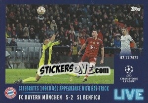 Sticker Celebrates 100th UCL appearance with hat-trick - UEFA Champions League 2021-2022 n. L13 - Topps