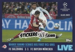 Sticker Rookie Adamu scores his first UCL goal - UEFA Champions League 2021-2022 - Topps