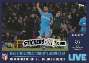 Sticker Lodi's header steers Atlético into quarter-finals - UEFA Champions League 2021-2022 n. L61 - Topps