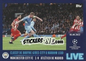 Sticker Classy De Bruyne gives City a narrow lead - UEFA Champions League 2021-2022 n. L66 - Topps
