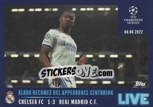 Sticker Alaba becomes UCL appearance centurion - UEFA Champions League 2021-2022 - Topps