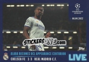 Sticker Alaba becomes UCL appearance centurion - UEFA Champions League 2021-2022 n. L69 - Topps