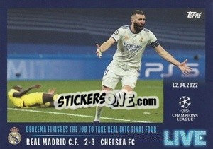 Sticker Benzema finishes the job to take Real into final four - UEFA Champions League 2021-2022 n. L74 - Topps