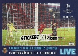 Sticker Chukwueze scores a dramatic equaliser - UEFA Champions League 2021-2022 n. L75 - Topps