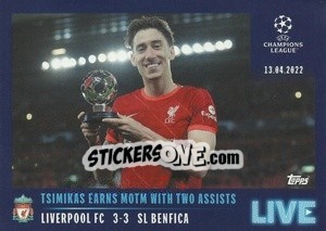 Sticker Tsimikas earns MOTM with two assists - UEFA Champions League 2021-2022 - Topps