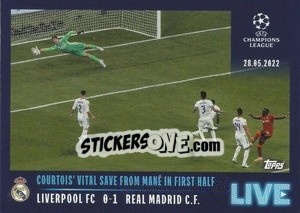Sticker Courtois' vital save from Mané in first half - UEFA Champions League 2021-2022 n. L95 - Topps