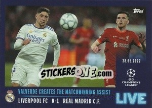 Sticker Valverde creates the matchwinning assist - UEFA Champions League 2021-2022 n. L96 - Topps