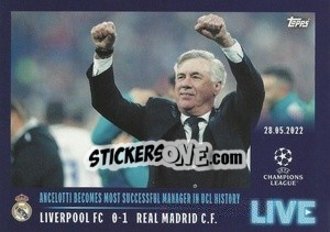 Figurina Ancelotti becomes most successful manager in UCL history - UEFA Champions League 2021-2022 - Topps