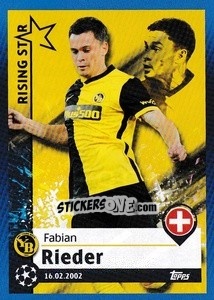 Sticker Fabian Rieder - Rising Star - UEFA Champions League 2021-2022 - Topps