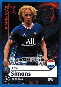 Sticker Xavi Simons - Rising Star - UEFA Champions League 2021-2022 n. 92 - Topps