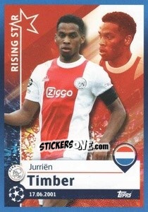 Sticker Jurrien Timber - Rising Star - UEFA Champions League 2021-2022 n. 254 - Topps