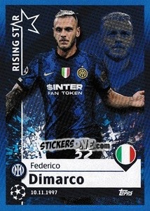 Sticker Federico Dimarco - Rising Star - UEFA Champions League 2021-2022 n. 290 - Topps