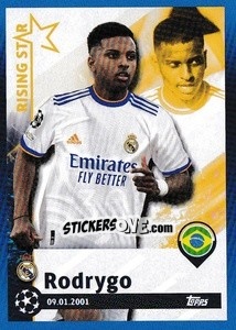 Sticker Rodrygo - Rising Star - UEFA Champions League 2021-2022 n. 308 - Topps