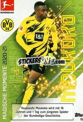 Sticker Youssoufa Moukoko - German Fussball Bundesliga 2021-2022. Match Attax - Topps