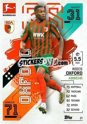 Sticker Reece Oxford - German Fussball Bundesliga 2021-2022. Match Attax - Topps