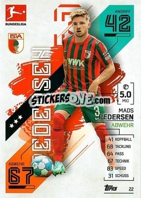 Sticker Mads Pedersen - German Fussball Bundesliga 2021-2022. Match Attax - Topps
