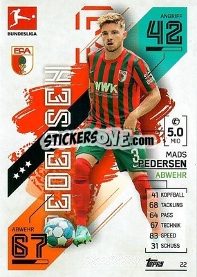 Figurina Mads Pedersen - German Fussball Bundesliga 2021-2022. Match Attax - Topps