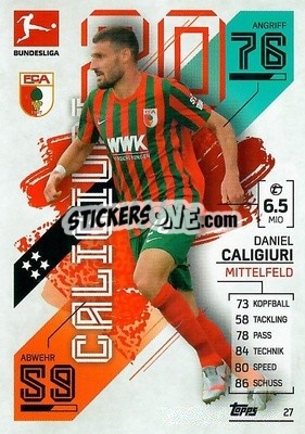 Sticker Daniel Caligiuri - German Fussball Bundesliga 2021-2022. Match Attax - Topps