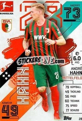 Sticker Andre Hahn - German Fussball Bundesliga 2021-2022. Match Attax - Topps