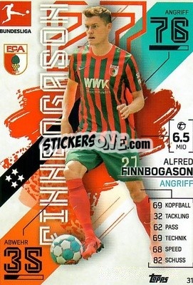 Sticker Alfred Finnbogason - German Fussball Bundesliga 2021-2022. Match Attax - Topps