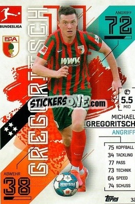 Sticker Michael Gregoritsch - German Fussball Bundesliga 2021-2022. Match Attax - Topps