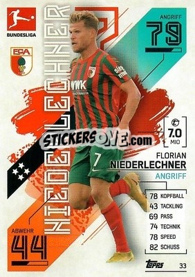 Sticker Florian Niederlechner - German Fussball Bundesliga 2021-2022. Match Attax - Topps