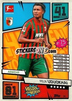 Sticker Felix Uduokhai - German Fussball Bundesliga 2021-2022. Match Attax - Topps
